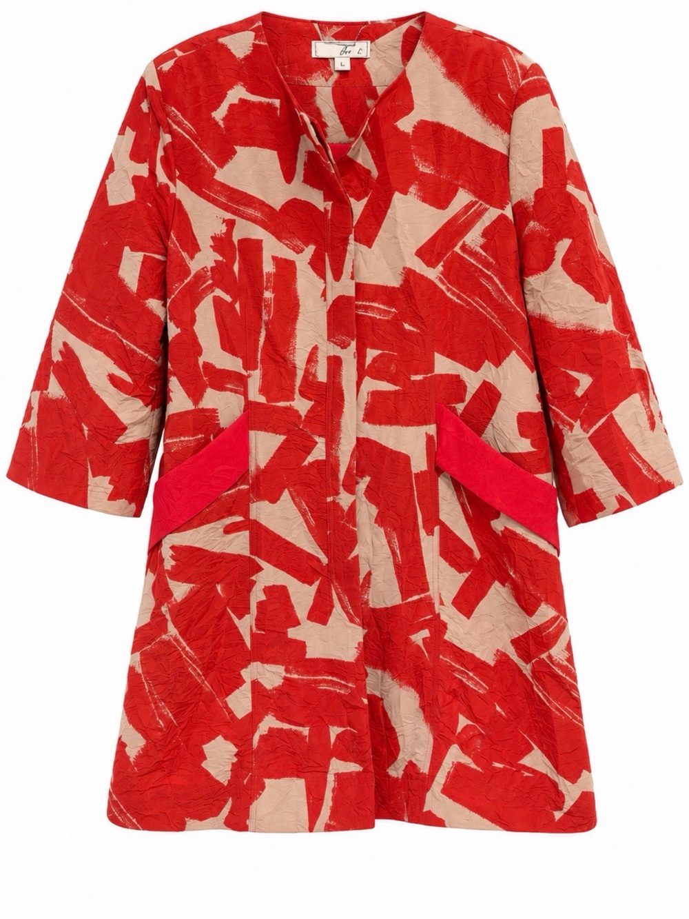 Doo Ri Macys Elegant Red and Cream Women's Coat